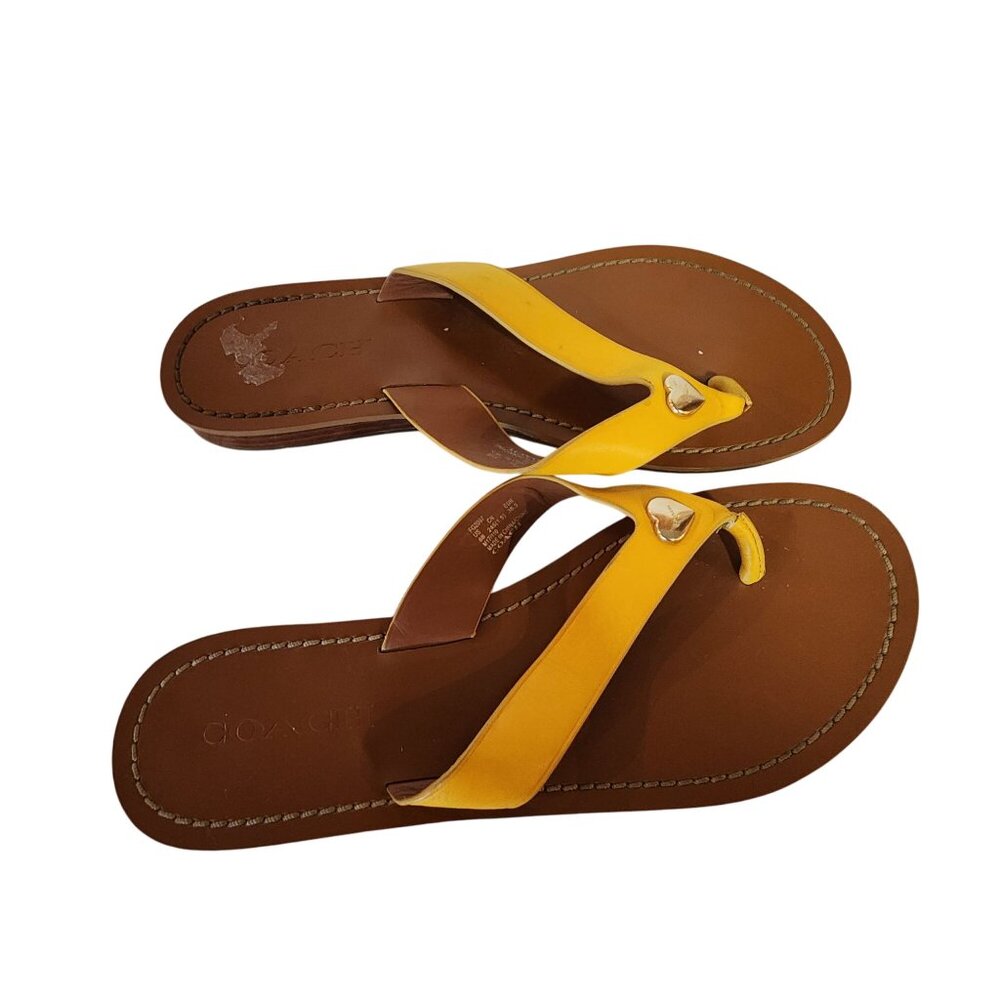 Coach Chapel Slide Sandals Mustard Yellow Womens Size 8